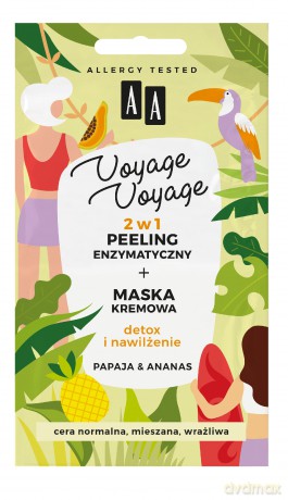 AA Voyage Voyage Peeling enzymatyczny + Maska kremowa 2w1 Papaja i Ananas 2x5 ml