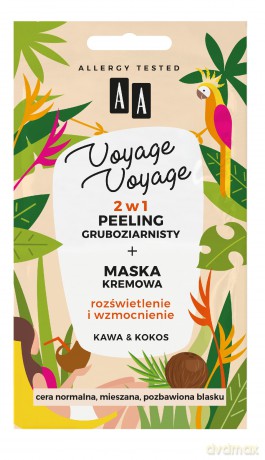 AA Voyage Voyage Peeling gruboziarnisty + Maska kremowa 2w1 Kawa i Kokos 2x5 ml