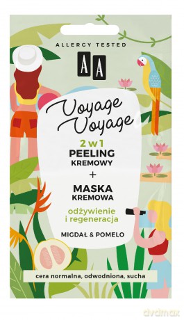 AA Voyage Voyage Peeling kremowy + Maska kremowa 2w1 Migdał i Pomelo 2x5 ml