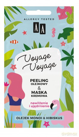 AA Voyage Voyage Peeling olejkowy + Maska kremowa 2w1 Olejek Monoi i Hibiskus 2x5 ml