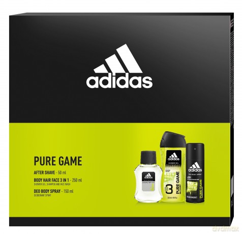 Adidas Zestaw prezentowy Pure Game Men (deo spray 150 ml+żel pod prysznic 250 ml+woda po goleniu 50 ml)