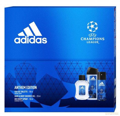 Adidas Zestaw prezentowy UEFA Anthem Edition Men (deo spray 150 ml+żel pod prysznic 250 ml+woda toaletowa 100 ml)