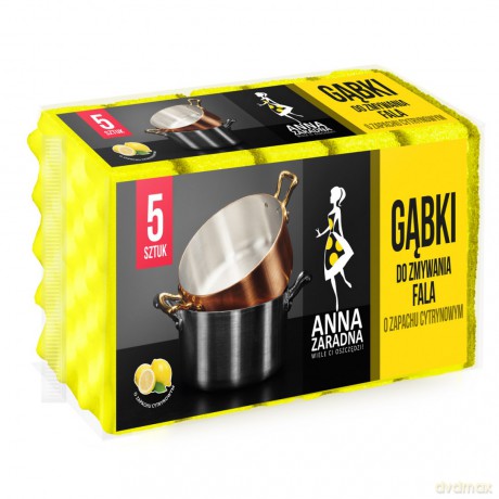 Anna Zaradna Gąbki do zmywania Fala o cytrynowym zapachu 1op.-5szt