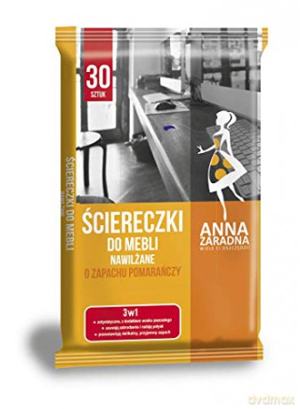 Anna Zaradna Ściereczki nawilżane do mebli o zapachu POMARAŃCZY 30 szt