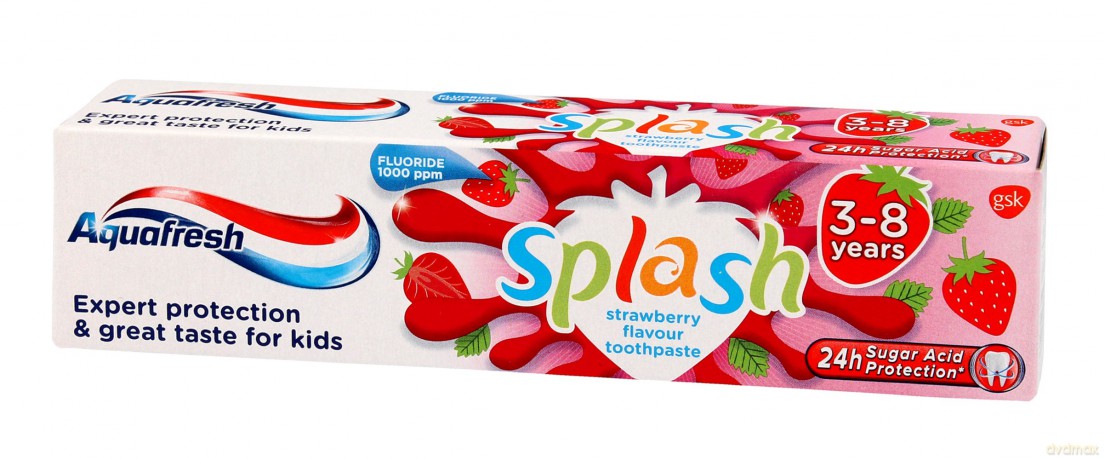 Aquafresh Pasta do zębów dla dzieci Splash 3-8 lat truskawkowo-miętowy smak 50 ml