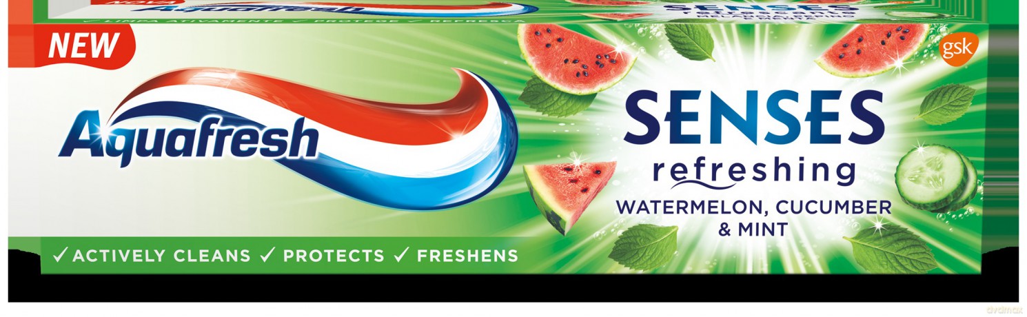 Aquafresh Senses Refreshing Pasta do zębów odświeżająca - Arbuz&Ogórek&Mięta 75 ml