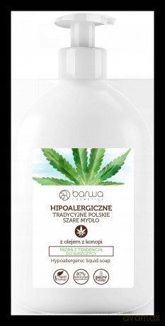 BARWA Hipoalergiczna Mydło w płynie tradycyjne polskie szare - z olejem z konopi 500 ml