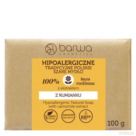 BARWA Hipoalergiczna Szare Mydło tradycyjne polskie w kostce - Rumianek 100g