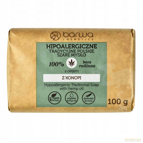 BARWA Hipoalergiczna Tradycyjne Polskie Mydło szare w kostce z olejem z konopii 100g