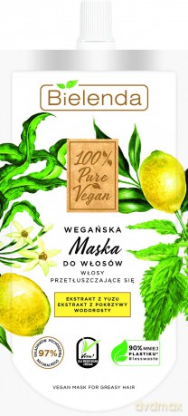 Bielenda 100% Pure Vegan Wegańska Maska do włosów przetłuszczających się 125 ml