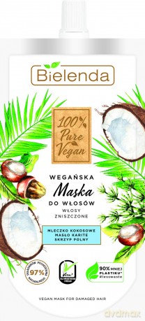 Bielenda 100% Pure Vegan Wegańska Maska do włosów zniszczonych 125 ml