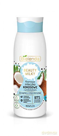 Bielenda Beauty Milky Kremowe Mleczko Kokosowe z prebiotykiem do kąpieli i pod prysznic - nawilża 400 ml