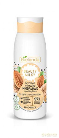 Bielenda Beauty Milky Kremowe Mleczko Migdałowe z prebiotykiem do kąpieli i pod prysznic - regeneruje 400 ml