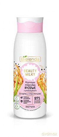 Bielenda Beauty Milky Kremowe Mleczko Ryżowe z prebiotykiem do kąpieli i pod prysznic - odżywia 400 ml
