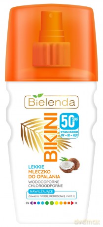Bielenda Bikini Lekkie Mleczko kokosowe do opalania w sprayu SPF50 150 ml