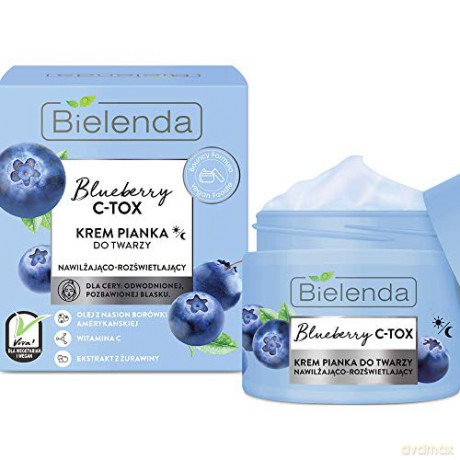 Bielenda Blueberry C-TOX Krem-pianka do twarzy nawilżająco-rozświetlający na dzień i noc 40g