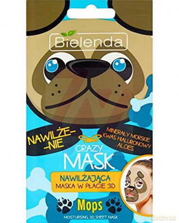 Bielenda Crazy Mask Maska nawilżająca w płacie 3D Mops