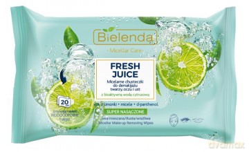 Bielenda Fresh Juice Chusteczki micelarne z wodą cytrusową Limonka 1op.-20 szt