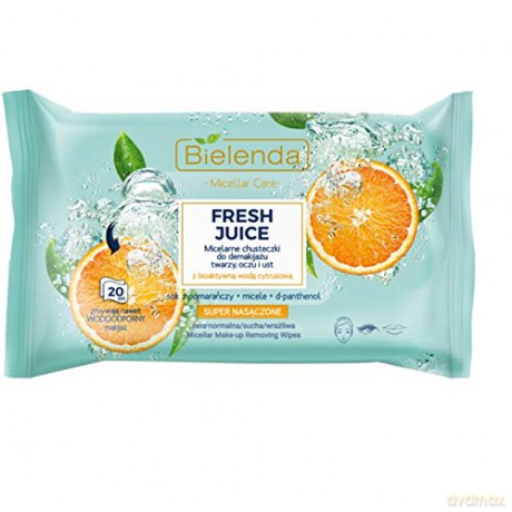 Bielenda Fresh Juice Chusteczki micelarne z wodą cytrusową Pomarańcza 1op.-20 szt