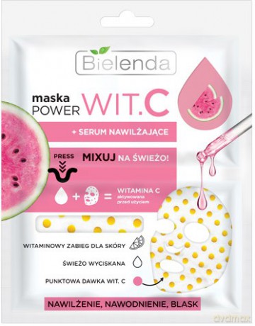 Bielenda Power Vit.C Maska w płacie + Serum nawilżające Arbuz 22 ml