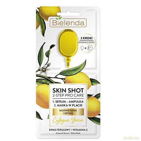 Bielenda Skin Shot 2-Step Pro Care Maska w płacie + ampułka-serum Cytryna Yuzu 1szt