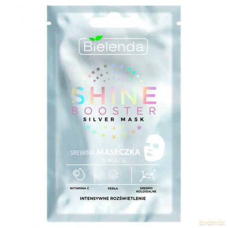 Bielenda Srebrna Maseczka w płacie intensywnie rozświetlająca Shine Booster 8g