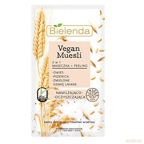 Bielenda Vegan Muesli Maseczka + Peeling 2w1 nawilżająco-oczyszczająca 8g