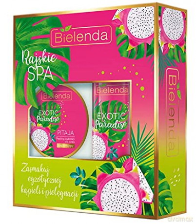 Bielenda Zestaw prezentowy Exotic Paradise Pitaja (peeling do ciała 350g+olejek do kąpieli 400 ml)