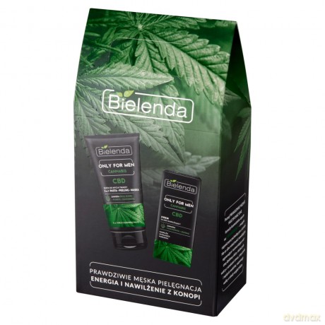 Bielenda Zestaw prezentowy Only for Men Cannabis (krem do twarzy nawilżający 50 ml+pasta do twarzy 3w1 150g)