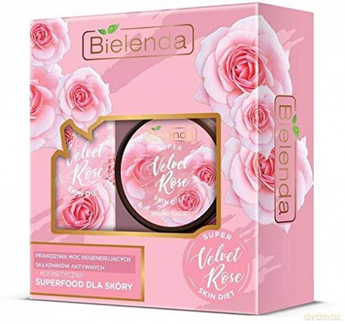 Bielenda Zestaw prezentowy Super Skin Velvet Rose (olejek do kąpieli 400 ml+peeling do ciała 350g)