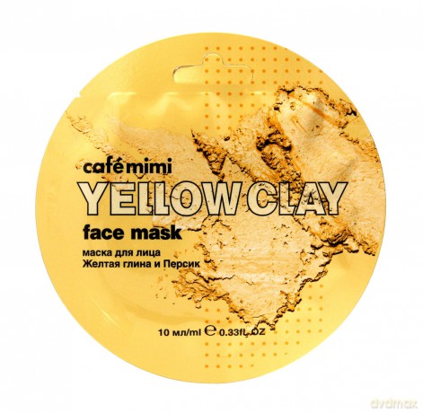 Cafe Mimi Yellow Clay Maseczka do twarzy Żółta Glinka & Brzoskwinia 10 ml