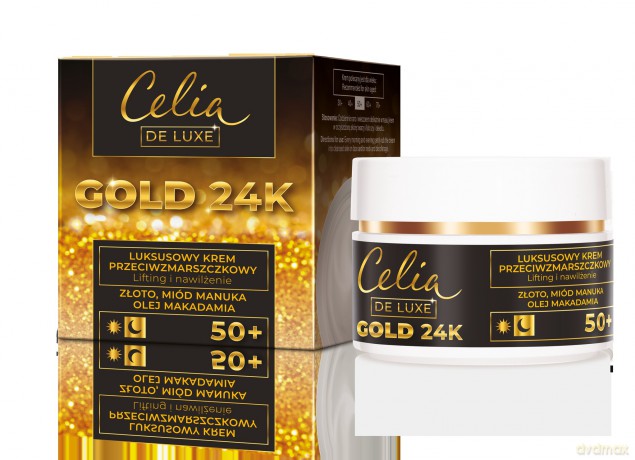 Celia Gold 24K Luksusowy Krem przeciwzmarszczkowy 50+ - lifting i nawilżenie 50 ml