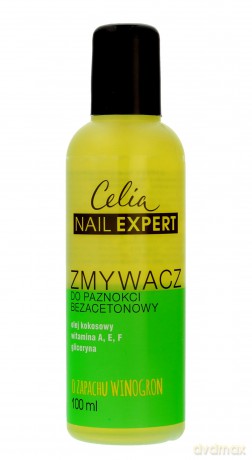 Celia Nail Expert Zmywacz do paznokci bezacetonowy - zapach Winogron 100 ml