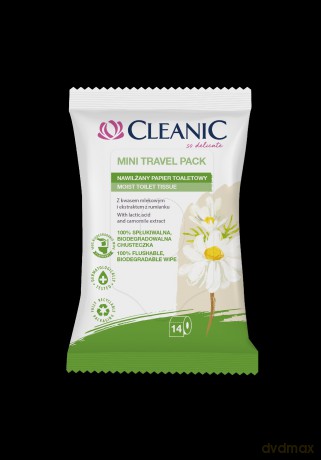 Cleanic Mini Travel Pack Nawilżany Papier toaletowy - wersja podróżna 1op.-14szt