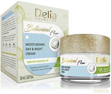 Delia Cosmetics Botanic Flow Krem nawilżający z olejem kokosowym na dzień i noc 50 ml