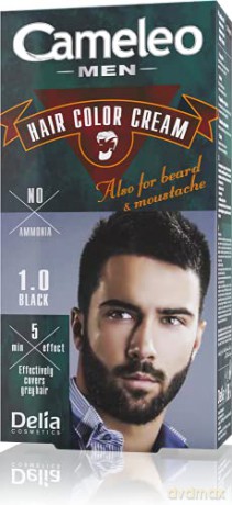 Delia Cosmetics Cameleo Men Krem koloryzujący do włosów,brody i wąsów nr 1.0 czarny 1op.