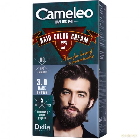 Delia Cosmetics Cameleo Men Krem koloryzujący do włosów,brody i wąsów nr 3.0 dark brown 1op.