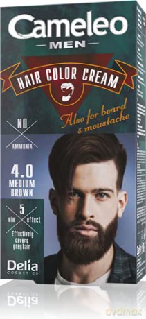 Delia Cosmetics Cameleo Men Krem koloryzujący do włosów,brody i wąsów nr 4.0 medium brown 1op.