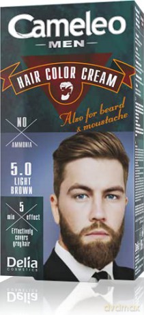 Delia Cosmetics Cameleo Men Krem koloryzujący do włosów,brody i wąsów nr 5.0 Light Brown 1op.
