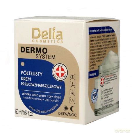 Delia Cosmetics Dermo System Półtłusty Krem przeciwzmarszczkowy na dzień i noc 50 ml
