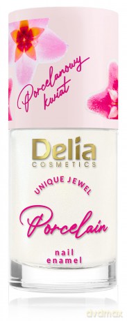 Delia Cosmetics Porcelain Lakier do paznokci 2w1 z kwiatem porcelany nr 1 biały 11 ml
