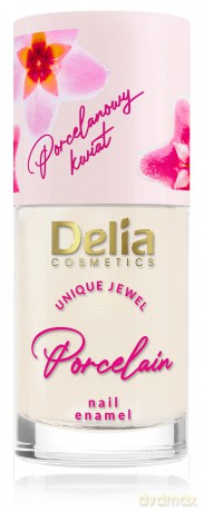 Delia Cosmetics Porcelain Lakier do paznokci 2w1 z kwiatem porcelany nr 3 łososiowy 11 ml