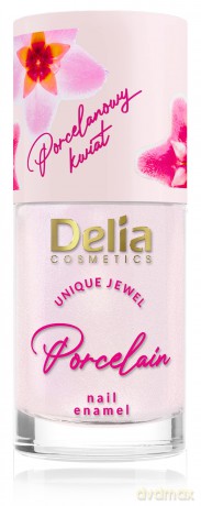 Delia Cosmetics Porcelain Lakier do paznokci 2w1 z kwiatem porcelany nr 5 różowy 11 ml