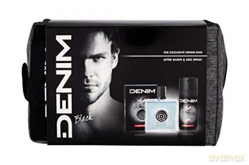 DENIM Black Zestaw prezentowy (woda po goleniu 100 ml+deo spray 150 ml+kosmetyczka)