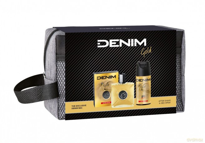 DENIM Gold Zestaw prezentowy (woda po goleniu 100 ml+deo spray 150 ml+kosmetyczka)