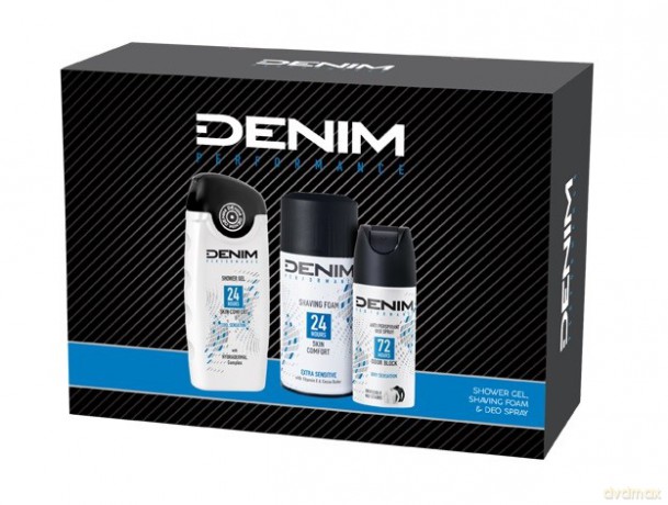 Denim Zestaw prezentowy Skin Comfort (pianka do golenia sensitive deo spray 150 ml+żel pod prysznic 250 ml)