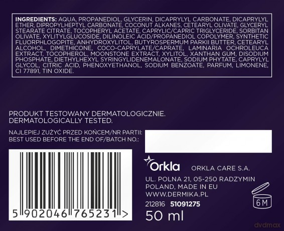 Dermika Insomnia 30-40+ Księżycowy Krem nawilżająco - wygładzający na noc 50 ml