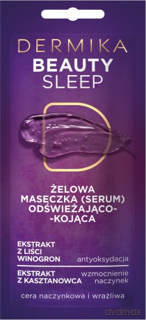 Dermika Maseczki Piękności Maseczka żelowa-serum odświeżająco kojąca Beauty Sleep 10 ml