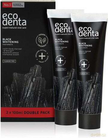 ECODENTA Pasta do zębów Black Whitening z czarnym węglem DUO 100 ml x 2