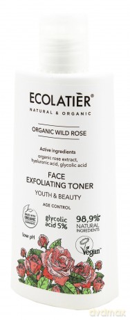 ECOLATIER Organic Wild Rose Tonik do twarzy przeciwstarzeniowy - cera dojrzała 100 ml